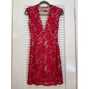 Aidan by Aidan Mattox Illusions Lace Cutout Mini Dress in Red US Size 2